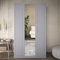 Galano Kimberley 3 Door Wardrobe with Mirror - Mirrored Stylish & Sturdy Wardrobe - Bedrrom Furniture with Hanging Rail Storage (Cool Grey)