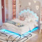 Kinderbett Doppelbett 140x200, Kronen-Prinzessinnenbett mit Höhenverstellbarem LED Kopfteil und Lattenrost, Bett Polsterbett Mädchenbett Rückenlehne Bettgestell Bettrahmen, PU, Ohne Matratze, Weiß