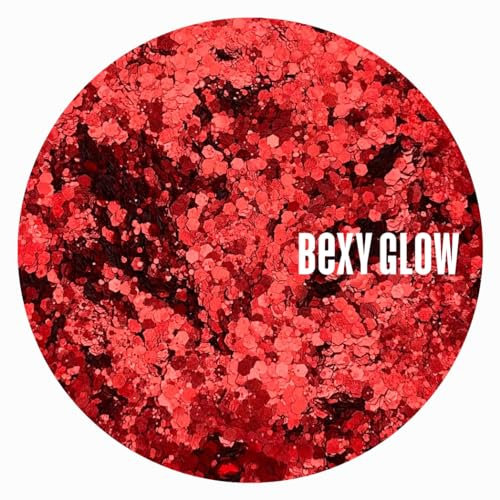 Bexy Glow Colour Acrylic Powders Rudolph | All That Glitters Acrylic Nail Collection | Professional Acrylic Nail Powder | Glitter Acrylic Nail Powder | Red Acrylic Nail Powder | 20g