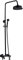 CLEADONG Système de douche en acier inoxydable, colonne de douche, avec hauteur réglable de 80 à 120 cm et 2 poignées, système de douche rond rétro, noir, 17 x 15 x 120 cm
