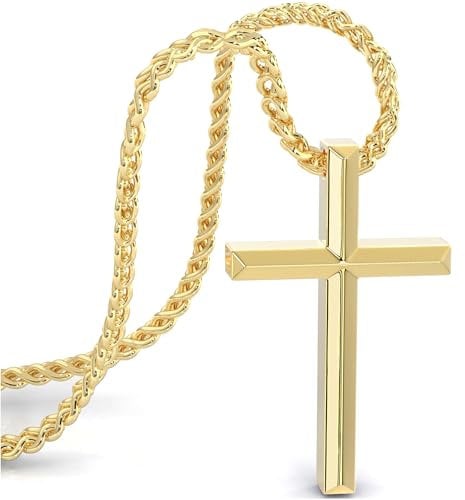SERASAR Kreuz Halskette Herren mit Anhänger - 50cm Gold Schmuck Kette Vergoldete Geschenk idee für Männer Geburtstag Vater Tag Punk Rock Valentinstag
