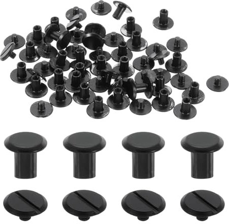 sourcing map Set di 30 viti Chicago M4 x 6 mm, in metallo, con testa scanalata, rivetti a chiodo, per fai da te, cintura, borsa, artigianato, rilegatura, nero