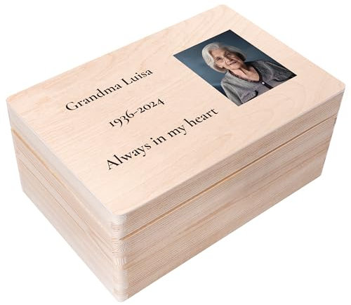 Creative Deco Trauerkiste Erinnerungen Holz | Trauer Personalisiert mit Namen, Wunschtext, Foto | für/wie Trauerkarte Besonders, Kondolenzkarte, Beileidskarte | In Gedenk, Andenken an Verstorbene