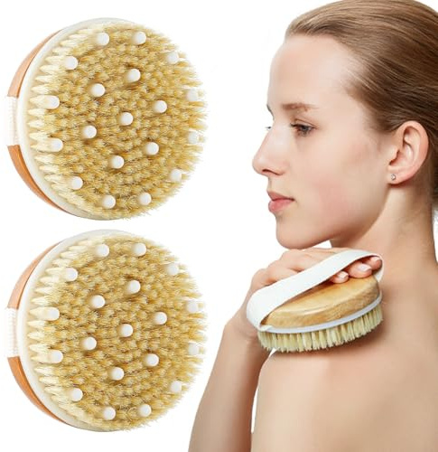 Trockenbürste Körperbürste 2 Stück Dry Brush Massagebürste Dry Brushing Body Brush für Massagebürste Körper und Trockenbürste Lymphdrainage,Trockenmassage Bürste Entfernen Abgestorbener Hauten