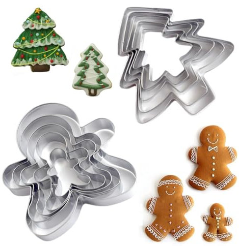 HSKRKOW 10 Piezas Molde Galletas,Moldes para Galletas,Cortador de galletas Árbol de Navidad,Moldes Navidad,Moldes Galletas Navidad