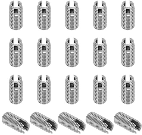 PATIKIL Insert Fileté Auto-Taraudeurs, 20 Pcs M8 x M12 x 25mm Acier Inoxydable 303 Filetage Adaptateur Réducteur Vis à Fente Inserts de Réparation Écrous Manchon