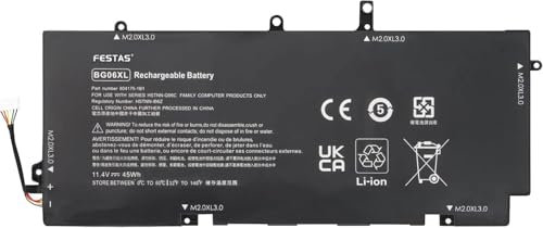 FESTAS 45Wh BG06XL HSTNN-IB6Z Batterie Compatible avec HP EliteBook Folio 1040 G3 Series BG06045XL 805096-001 805096-005 804175-181 804175-1B1 804175-1C1 Ordinateur PC Portable