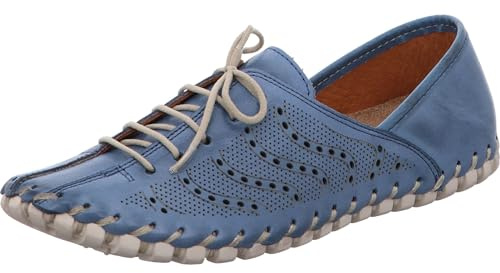 Gemini Damen Schnürschuh Lederschuh Flexible Laufsohle luftiges Muster 031218-02, Größe:41 EU, Farbe:Blau