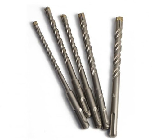 SDS-Plus Hartmetall-Hammerbohrer-Set, 6 - 8 - 10 - 12 - 14 mm, Doppelnut, Kreuzschlitz, Rundschaft, 5 Stück