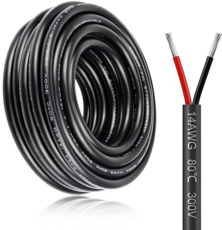 inShareplus 20M/65.6ft Electric Cable, 14AWG 2 * 2mm², 5V/12V/300V, Red & Black Tinned Copper Wires, LED Strip Extension Cable