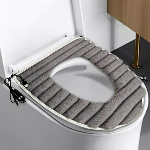 Warm Toilet Seat Cover, USB Powered Comfort Heated Toilet Seat Cover, Bathroom Soft Thicker Warmer Stretchable Washable Cloth Toilet Seat Cover Pads