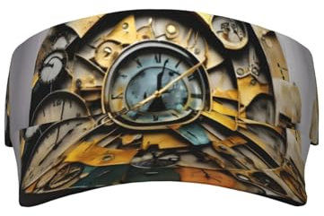 Sonnenblende mit Uhr-Kunstdruck, verstellbar, für Laufen, Golf, Tennis, für Damen und Herren, Schwarz, Schwarz, Einheitsgr��e