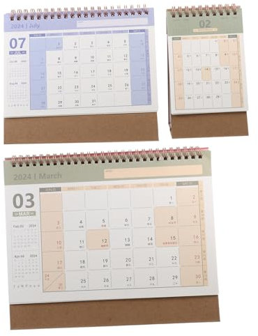 EXCEART 3 Stück 2023 2024 Zarter Kalender 2023 2024 Zeitplan Papierkalender Büro Tischkalender 2023-2024 Tischkalender 2024 Stehender Kalender 2024 Heimdekoration Beschichtetes Papier