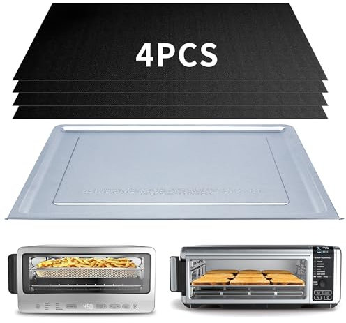 Crumb Tray for Ninja Foodi SP101 SP151 Air Fryer Oven with 4 Pcs Teflon Mats, Replacement Air Fryer Accessories for Ninja airfryer Toaster Oven