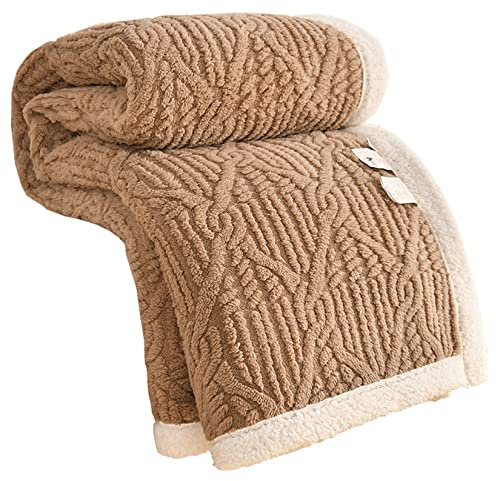 Coperta morbidissima in pile Sherpa, per divano letto o divano, 100 x 150 cm, beige