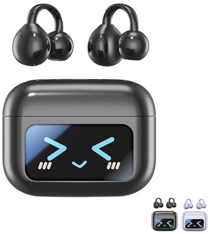 Auriculares Bluetooth inteligentes con pantalla táctil (2025), con clip, inalámbricos y abiertos for música y llamadas, con pantalla táctil LED audiovisual, deportivos, resistentes al agua(Negro)