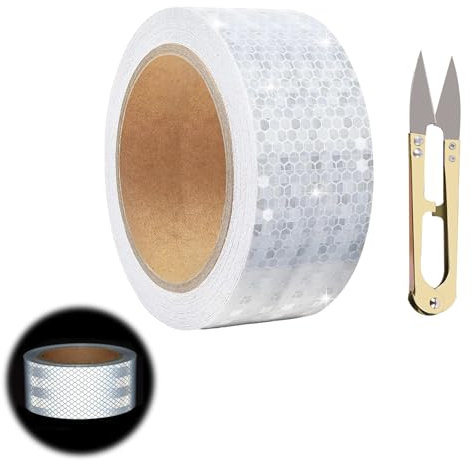 Nastro Catarifrangente Adesivo 10M X 5cm, Nastro Riflettente Adesivo, Impermeabile Strisce Catarifrangenti Adesive, Strisce Catarifrangenti Adesive, per Veicoli, Caschi, Abbigliamento (Bianco)