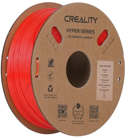 Creality Offizielles Hyper ABS Filament, Creality 3D Drucker Filament 1.75mm für Hochgeschwindigkeitsdruck, Hitzebeständig, Stark & Langlebig, Maßgenauigkeit +/- 0.03mm, 1kg /Spool (Rot)