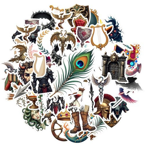 50Pcs Fantasy Medieval Stickers Waterproof Knight Sticker for Water Bottle Laptop Phone Cases Planner Skateboard Luggage Helmet Party Favor Decor Ideal for Adults Teens Teacher Rewards C417U1C