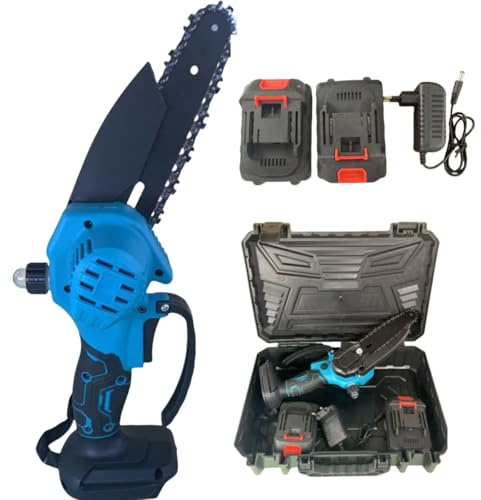 Mini-Kettensäge 6 Zoll kabellos, 21V mit 2 Akkus 2000mah, Akku-Kettensäge für Astschnitt, tragbare elektrische Handkettensäge mit Sicherheitsschloss, zum Schneiden von Bäumen und Sträuchern