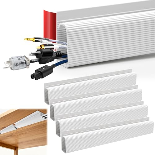 4 Pezzi Gestione Cavi Sotto Scrivania Senza Trapano, Organizer per Cavi Sotto Scrivania, Vassoio Porta Cavi Autoadesivo per Casa e Ufficio