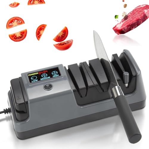 Fangxuee Aigleur de Couteau Électrique Professionnel en 3 Étapes pour Couteaux de Cuisine pour le Bord Droit et les Couteaux Dentelés