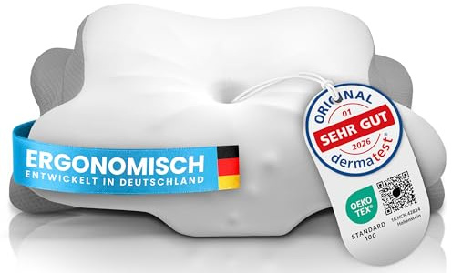 Gentle North Ergonomisches Nackenkissen aus hochwertigem Memory Schaum - Nackenkissen - Kopfkissen für Seiten-, Rücken- & Bauchschläfer - waschbarer Bezug bei 40°C
