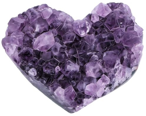 Beebeecraft Cristallo di Ametista Grezza A Forma di Cuore con Sacchetti di Velluto Pietra Preziosa di Quarzo A Forma di Cuore Viola Naturale Decorazione d'Amore Regalo per Meditazione Reiki Casa