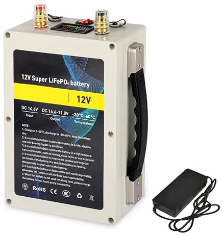 JHKJ Batterie au Lithium Fer Phosphate LiFePO4 12V 30Ah 40Ah 50Ah, Batterie multifonctionnelle avec Chargeur et écran LCD pour Usage Domestique et Situations d'urgence.,12v 30ah