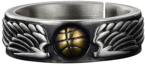 POPETPOP Basketballring aus Metall mit Anhänger, Ring für Männer