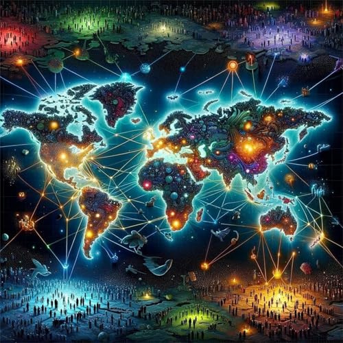 Puzzle 70 Teile,Abstrakte Weltkarte Puzzle Für Erwachsene,Holzpuzzle Herausforderndes Geschicklichkeitsspiel Für Die Ganze Familie(16x16 cm)