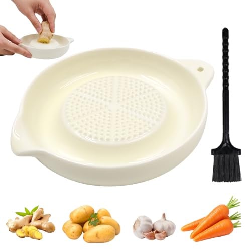 Grattugia in ceramica, per zenzero, circolare, in porcellana, grattugia allo zenzero, grattugia in ceramica, con pennello per la famiglia, la cucina, la salsa di mele, il limone, lo zenzero, il succo