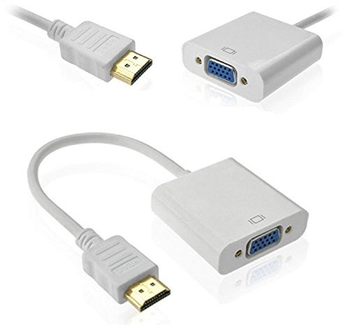 Cable Adaptador Convertidor De HDMI Macho a VGA Hembra TV Monitor Full HD Blanco