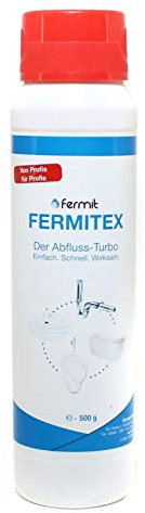 Fermit Rohrreiniger - Pulver, 500g, Unparfümiert, Hochwirksam bei Verstopfungen, Feststoff