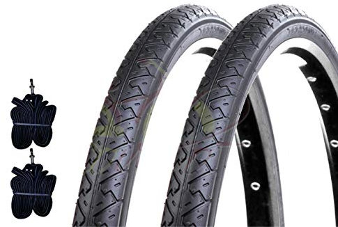 2 pneus noir Slick + 2 chambres pour vélo vélo City Bike routière 26 x 1.40 (37 – 559)
