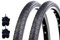 2 Neumáticos Negro Slick + 2 cuartos para bicicleta bicicleta City Bike Tráfico 26 x 1.40 (37 – 559)