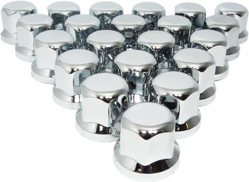 Promolink Radmutterkappen 32mm LKW - Chrom LKW Radmutterkappen Schutz - Radmutterkappen 32mm Radschraubenkappen - Radkappen 32mm LKW Radmutterkappen 32mm Alcoa Zubehör - Hochglanz Chromstruktur