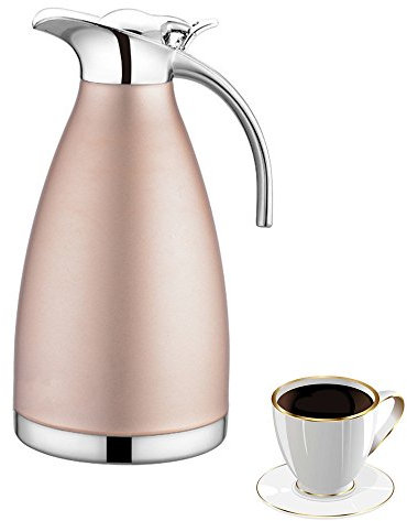 OnePine 2.0 Liter/70 oz Doppelschicht Isolations Topf thermosflasche Edelstahl Isolierkanne kaffeekanne Vakuum Isolierung thermoskanne Kaffeetopf,100% dicht Heiß und kalt dual Gebrauch (Gold)