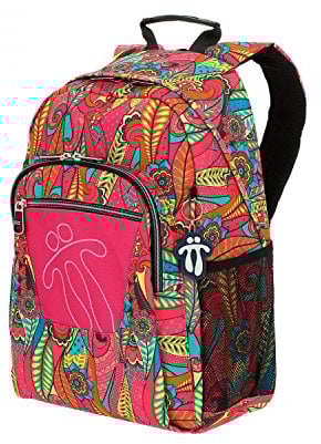 TOTTO - Mochila Escolar Adaptable a Carro, Modelo Acuareles, Capacidad 20 L, Bolsillo para Botella, Espaldar Ergonómico con Flujo de Aire, Correas en S para Mayor Comodidad, Estampado Naturaleza
