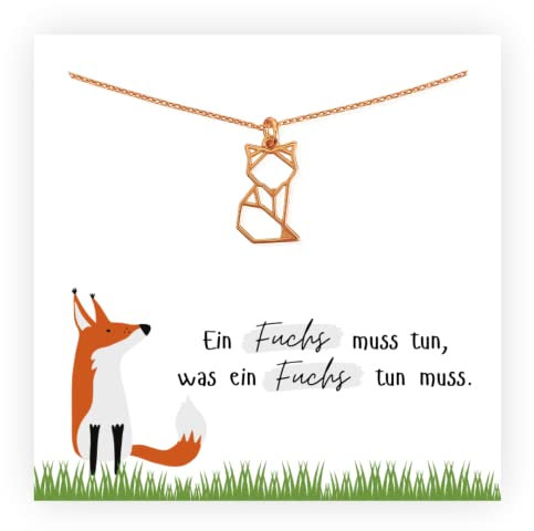 Edelschnitte Halskette Fuchsliebe 925er Silber Roségold Fox Fuchs Fuchskette Geschenk