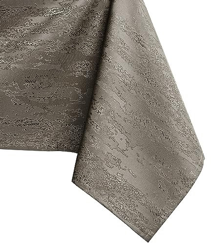 AmeliaHome Tischdecke oval 120x160 cm Tischtuch Tafeldecke Fleckschutz Lotuseffekt Abwaschbar Wasserabweisend Ornament Vesta Cappuccino