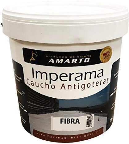 Pintura Impermeabilizante de Caucho con Fibra de Vidrio. Imperama Fibra al agua antigoteras (14 L., Blanco)
