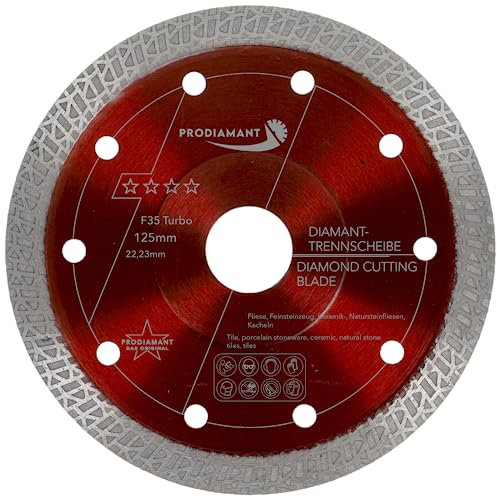 PRODIAMANT Premium Diamanttrennscheibe Fliese Feinsteinzeug 125mm x 22,23 mm dünne Fliesenscheibe für Winkelschleifer