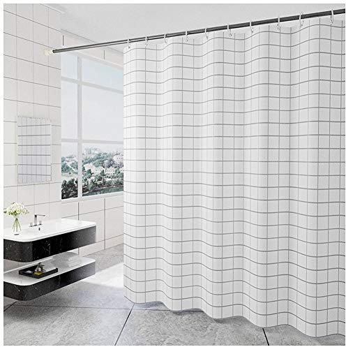 Rideau de Douche en Tissu Polyester Imperméable Anti Moisissure, Rideau de Salle de Bain Décoration de Baignoire Et Salle de Bains,Blanc,80x200cm