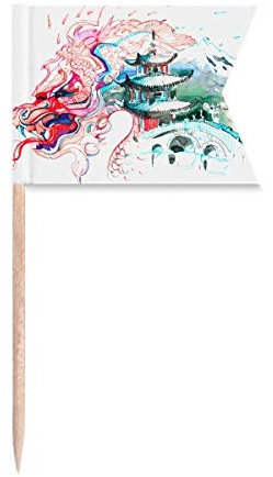 China Puente del dragón chino Dibujo Banderas de palillo de dientes Marcado de etiquetado para la torta del partido Comida Queso