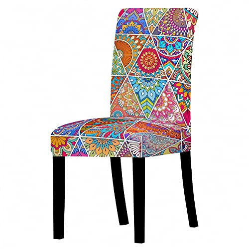 Morbuy Patchwork Drucken Stuhlhussen Set Stretch Beschützer Stuhlbezug Stuhlüberzug, Universal Elastische Spannbezug Hochzeit Weihnachten Partys Bankett Hotel Dekor (4 Stück,Wunderschönes Mandala)
