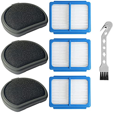 Chuancheng 6 Stück Vormotorfilter vorne + hinten für AEG QX9 und AEG FX9 Akku-Staubsauger QX9-1-50IB, ASKQX9,QX9-1-ALRG, mit Reinigungsbürste