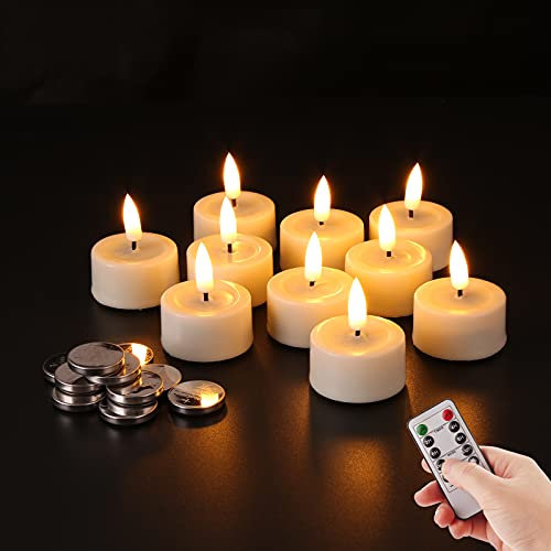 Eywamage Remote Tea Light Candles Real Wax Flickering Realistic Ivory LED Tea Votive Candle Battery Included
