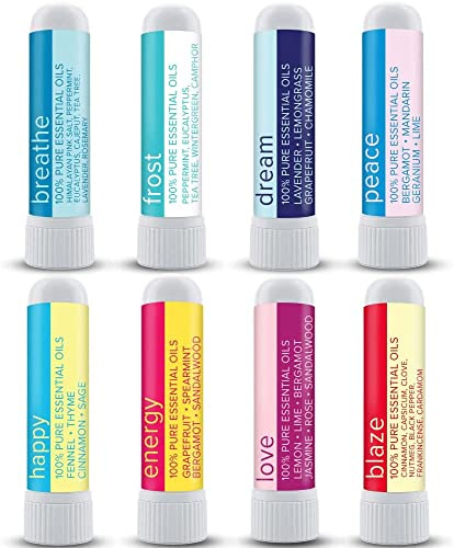 MOXĒ Essential Oil Blend Nasal Inhaler Stick Bundle, 8 Scents, Sinus Relief