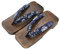 KUNANG Herren Holz Geta Flip Flops, Japanische Traditionelle Geta Holz Clogs Sandalen, Blau & Weiß, 42 EU